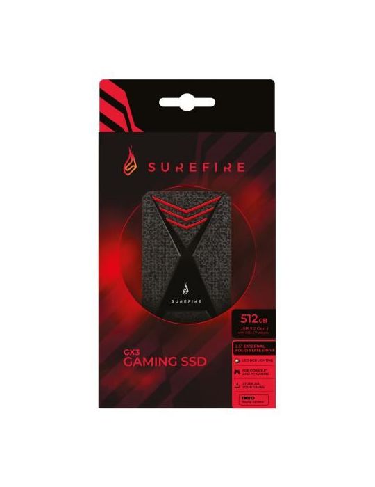 Surefire gx3 gaming ssd usb 3.2 gen 1 512gb black Surfire - 1