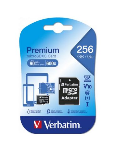 Verbatim micro sdxc premium 256gb class 10 inc adapter Verbatim - 1 - Tik.ro