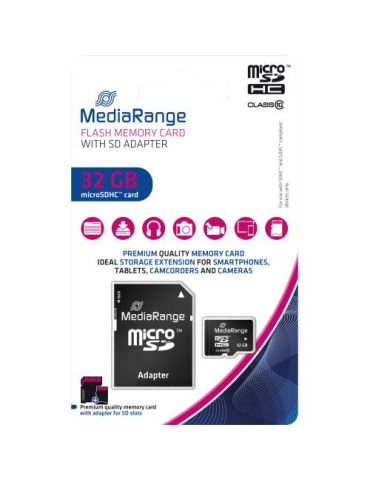 Mediarange micro sdhc 32gb class 10 with sd adapter Mediarange - 1 - Tik.ro