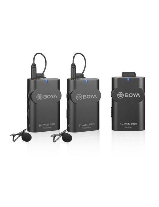 Boya by-wm4 pro-k2 dual linie wireless 2.4ghz cu 2 microfoane lavaliera (2tx+rx) dslr siamp smartphone Boya - 1