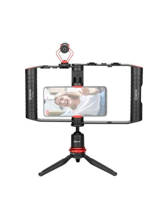 Boya by-vg380 vlogger kit cu microfon by-mm1 mini trepied + holder pentru smartphone Boya - 1