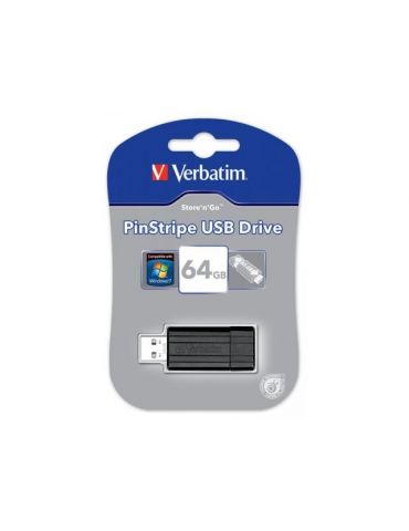 Stick memorie verbatim store 'n' go pinstripe 64gb usb 2.0 black Verbatim - 1 - Tik.ro