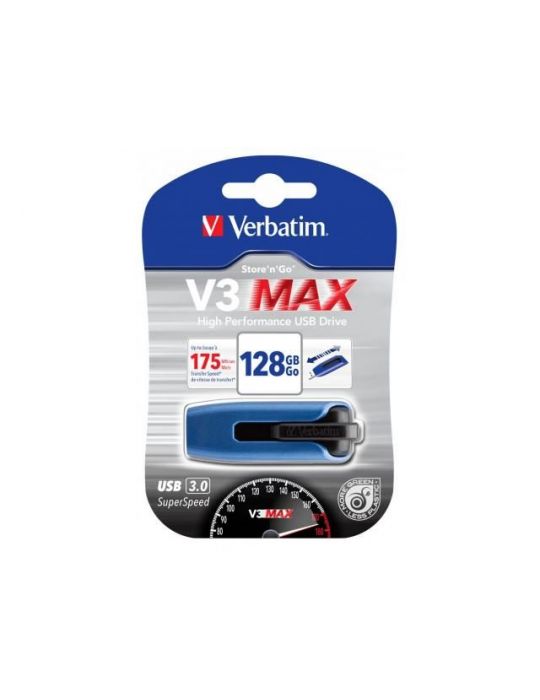 Verbatim store n go v3 max black/grey usb drive 128gb r:175 mb/sec w:80 mb/sec Verbatim - 1