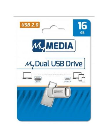 My media dual usb 2.0 /usb c drive 16gb Mymedia - 1 - Tik.ro