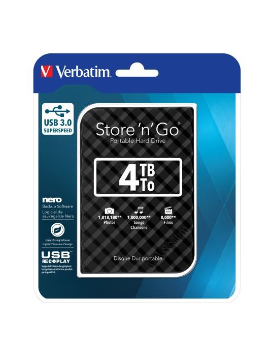 Verbatim store ´n´ go 2.5siquot (6.35mm) gen 2 4tb usb 3.0 black Verbatim - 1