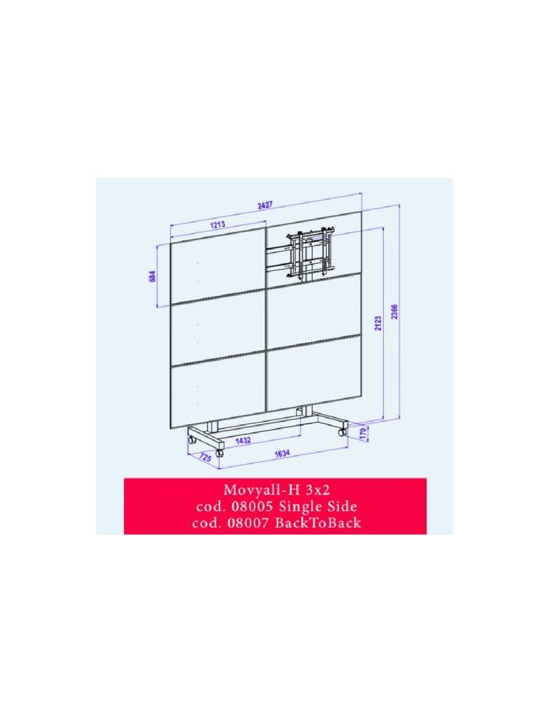 Omb movyall - stand mobil pentru videowall 3x2 single landscape