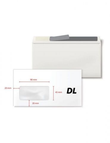 Plic dl 110 x 220 mm fereastra stanga 45 x 90 mm alb autoadeziv 80 g/mp 1000 bucati/cutie  - 1 - Tik.ro