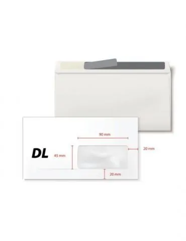 Plic dl 110 x220 mm fereastra dreapta 45 x 90 mm alb autoadeziv 80 g/mp 1000 bucati/cutie  - 1 - Tik.ro