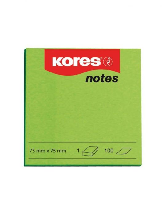 Notite adezive kores 75 x 75 mm verde 100 file Kores - 1