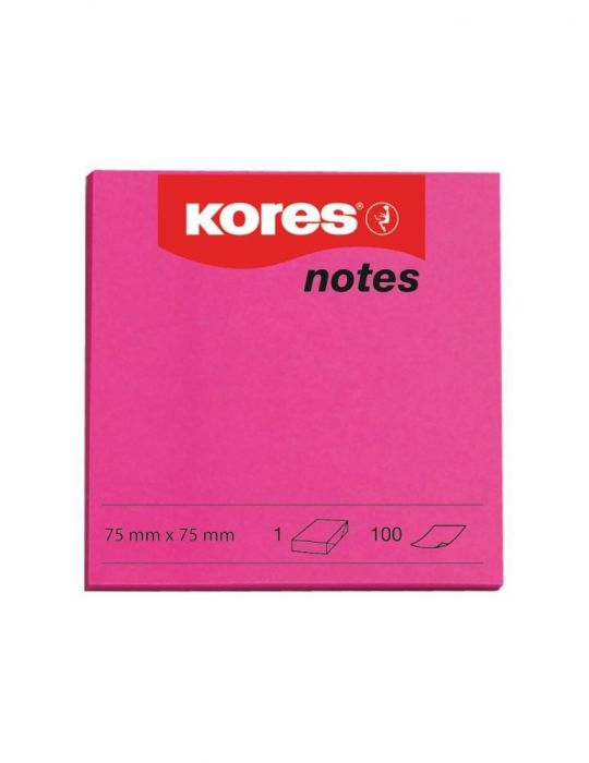 Notite adezive kores 75 x 75 mm magenta 100 file Kores - 1