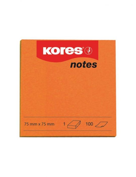 Notite adezive kores 75 x 75 mm portocaliu 100 file Kores - 1