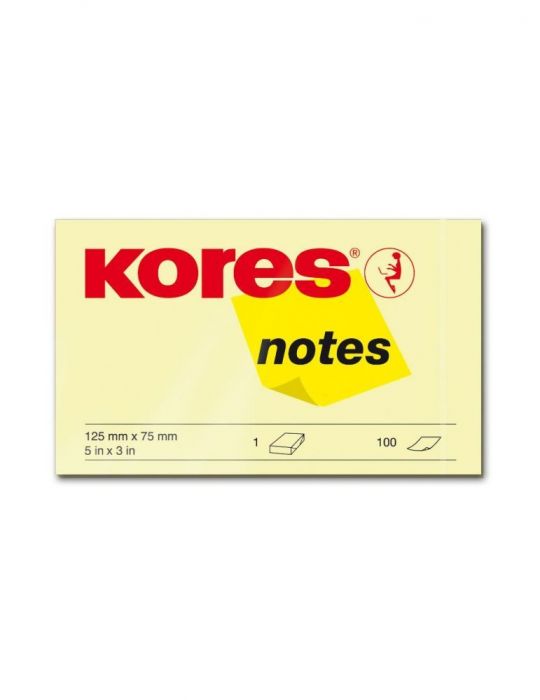 Notite adezive kores 125 x 75 mm galben 100 file Kores - 1