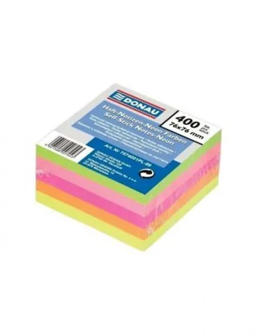 Notite autoadezive donau 76 x 76 mm neon 400 file Donau - 1 - Tik.ro