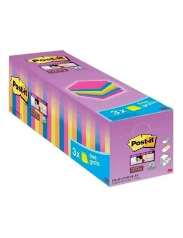 Notite adezive post-it super sticky 76 x 76 mm neon 100 file/set 21+3 gratis Post-it - 1