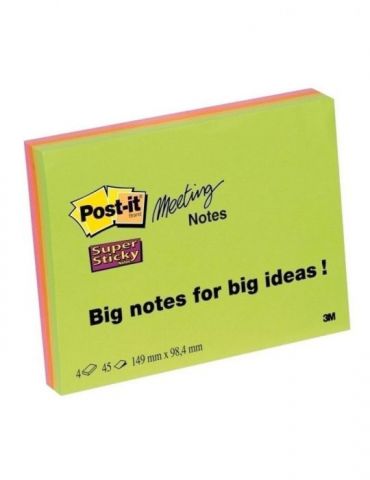 Notite adezive post-it super sticky 149 x 98.4 mm neon 45 file/bucata 3 bucati/set Post-it - 1