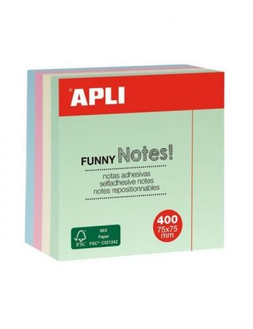 Notite adezive apli 75 x 75 mm 400 file 4 culori pastel Apli - 1 - Tik.ro