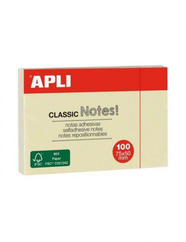 Notite adezive apli 50 x 75 mm galben 100 file Apli - 1 - Tik.ro