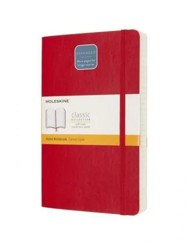 Agenda moleskine expanded large ruled scarlet red 21.1 x 13.5 cm dictando 400 file Moleskine - 1 - Tik.ro