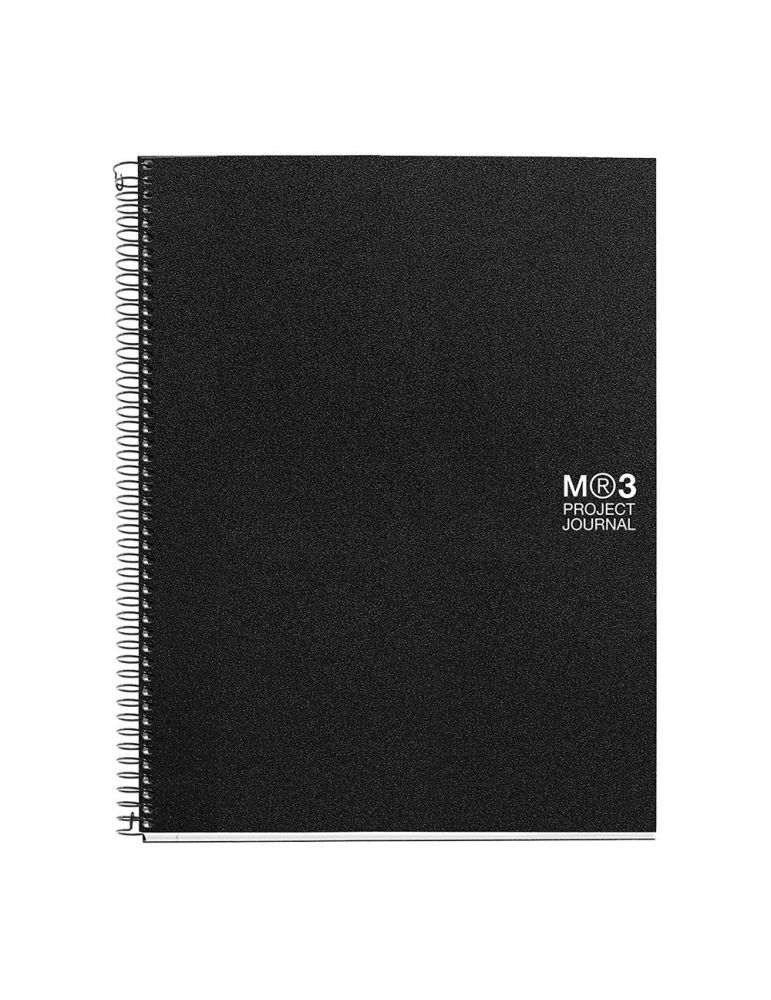 Caiet cu spira miquelrius project journal a4 matematica+dictando+velin 90 file coperta pp negru