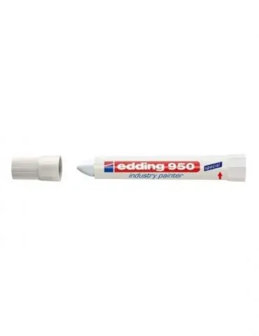 Marker permanent edding 950 industrial corp plastic varf rotund 10mm alb Edding - 1 - Tik.ro