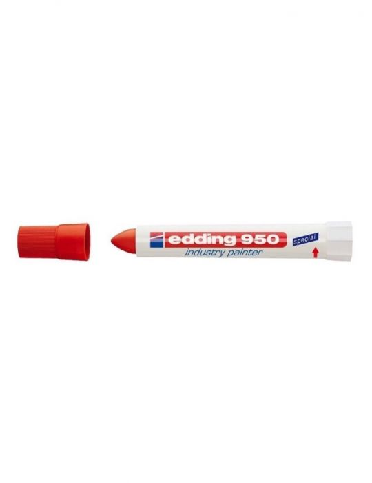 Marker permanent edding 950 industrial corp plastic varf rotund 10mm rosu Edding - 1