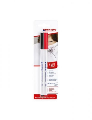 Marker edding 4600 pentru textile varf rotund 1 mm negru/rosu blister Edding - 1 - Tik.ro