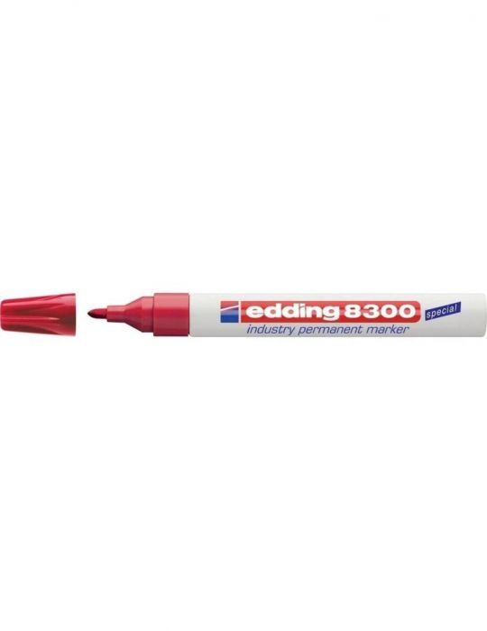 Marker permanent edding 8300 industrial corp metalic varf rotund 1.5-3 mm rosu Edding - 1