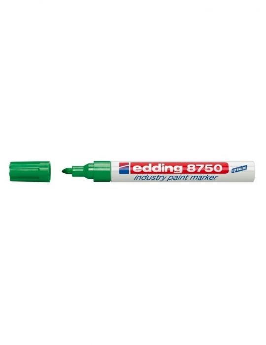 Marker permanent edding 8750 cu vopsea corp aluminiu varf rotund 2-4 mm verde Edding - 1
