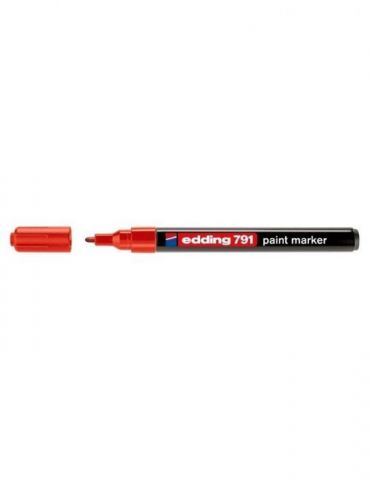 Marker permanent edding 791 cu vopsea corp plastic varf rotund  1-2 mm rosu Edding - 1 - Tik.ro