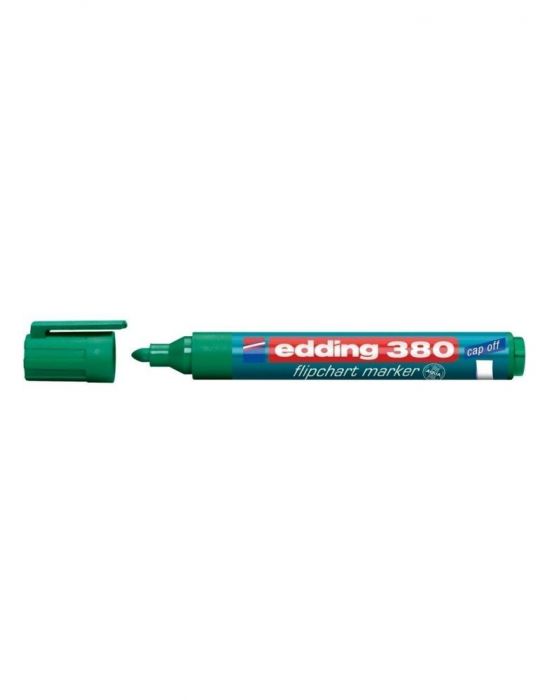 Marker edding 380 pentru flipchart varf rotund 1.5-3 mm verde Edding - 1