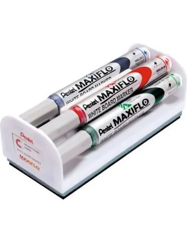 Set maxiflo pentru tabla format din 4 markere asortate + burete magnetic Pentel - 1 - Tik.ro