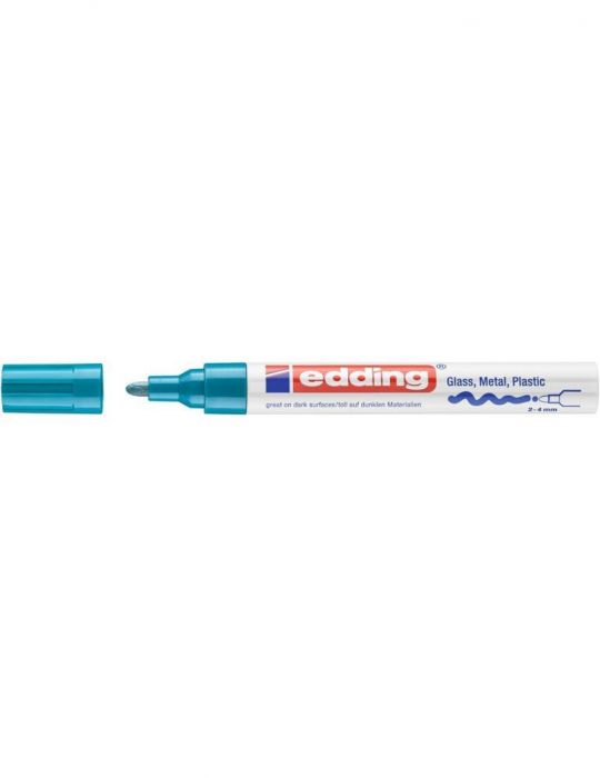 Marker permanent edding 750 cu vopsea corp metalic varf rotund 2-4 mm bleu Edding - 1