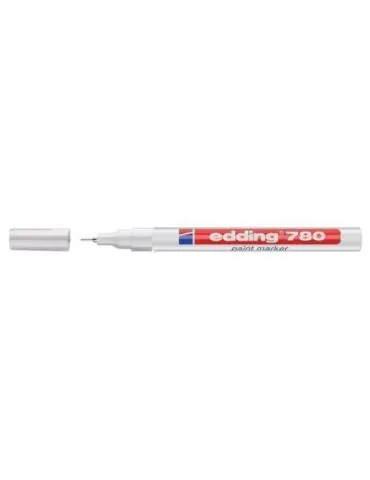 Marker permanent edding 780 cu vopsea corp aluminiu varf rotund 0.8 mm alb Edding - 1 - Tik.ro