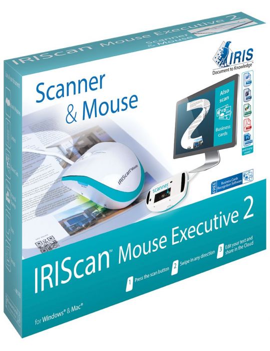 I.R.I.S. IRISCan Mouse Executive 2 Scaner tip mouse 400 x 400 DPI A3 Albastru, Alb I.R.I.S. - 2