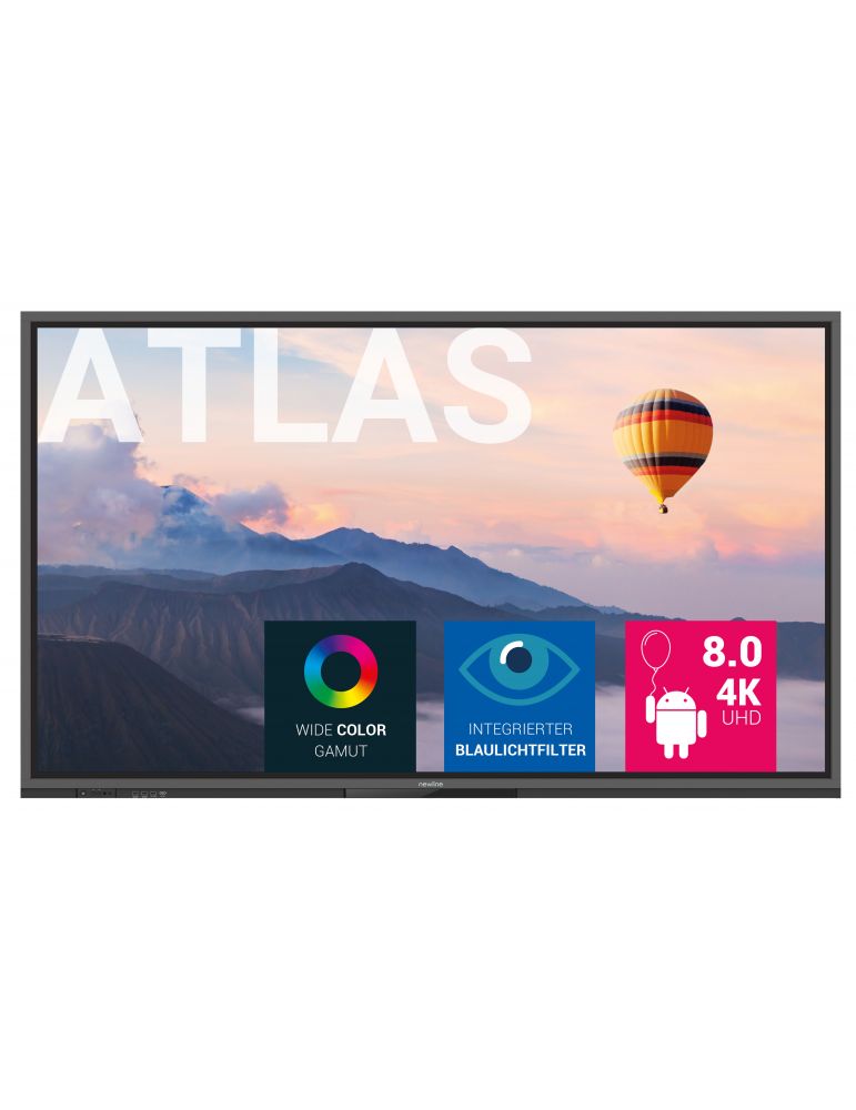 Newline Atlas Ecran plat interactiv 2,18 m (86") LED Wi-Fi 400 cd/m² 4K Ultra HD Negru Ecran tactil Procesor încorporat Android