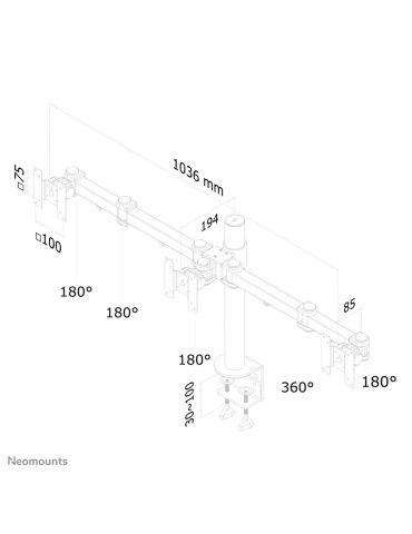 Neomounts by Newstar FPMA-D960D3 sistem montare monitor/stand 53,3 cm (21") Suport Negru Neomounts by Newstar - 3
