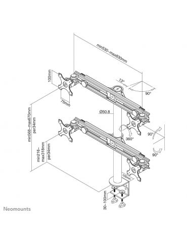 Neomounts by Newstar FPMA-D700D4 sistem montare monitor/stand 76,2 cm (30") Suport Negru Neomounts by Newstar - 3