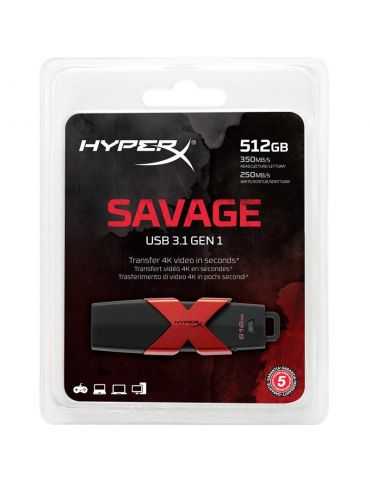 Usb flash drive kingston 512gb hyperx savage usb 3.1 viteza Kingston - 1 - Tik.ro