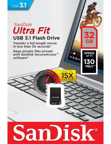 Usb flash drive sandisk ultra fit 32gb 3.1 reading speed: Sandisk - 1 - Tik.ro