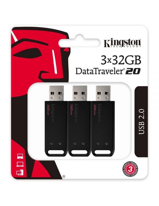 Kingston usb flash drive datatraveler® 20 3pack 32gb usb 2.0 Kingston - 1