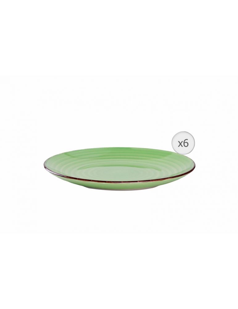 Set 6 farfurii intinse ceramica 27 cm gala green