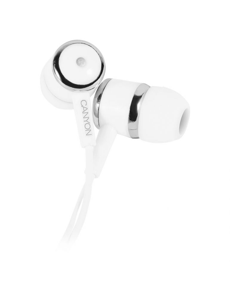 Canyon epm- 01 stereo earphones with microphone white cable length