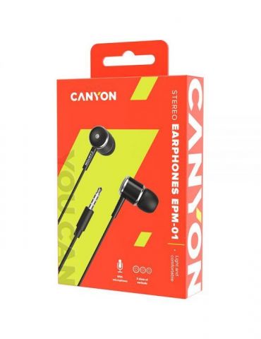 Canyon epm- 01 stereo earphones with microphone black cable length Canyon - 1