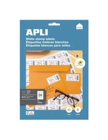 Etichete albe apli 70 x 37 mm 240 etichete/top 10 coli x 24 etichete Apli - 1 - Tik.ro