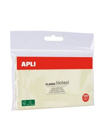 Notite adezive apli 125x75 mm 100 file galben polybag Apli - 1 - Tik.ro