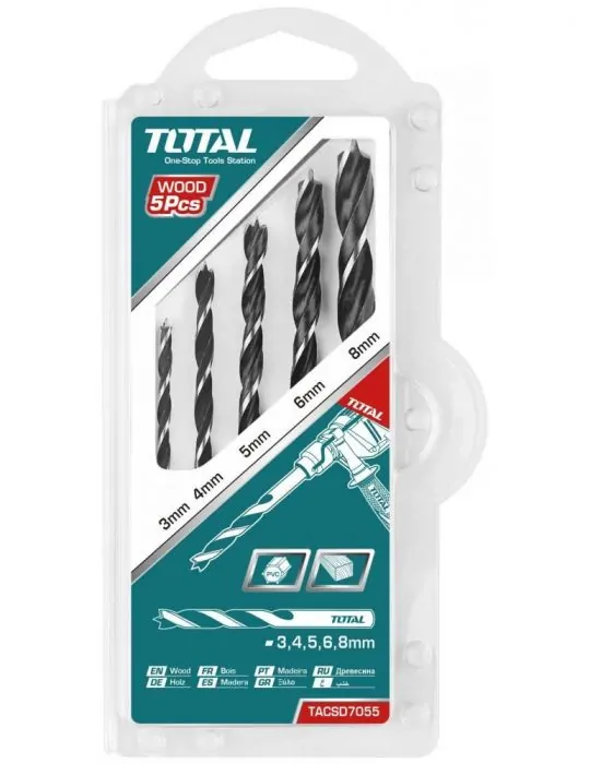 Total - set burghiu spirala pentru lemn: 5buc Total - 1