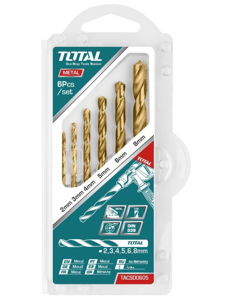 Set burghiu Total, pentru metal hss: 6 buc