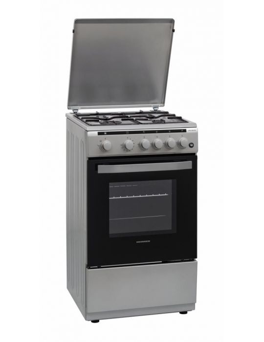 Aragaz gaz heinner hfsc-v50litsl 50x50cm 4 arzatoare suport email capac Heinner - 1
