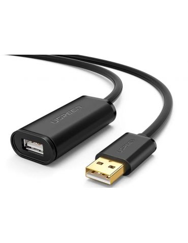 Cablu usb ugreen prelungitor us121 usb 2.0 (t) la usb 2.0 (m) conectori auriti 10m negru 10321 (include tv 0.18lei) - 6957303 Ug