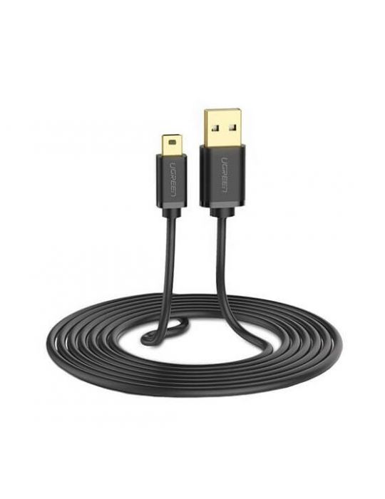 Cablu usb ugreen us132 usb 2.0 (t) la mini-usb (t) 5 pin 1m conectori auriti negru 10355 (include tv 0.06 lei) - 695730381355 Ug
